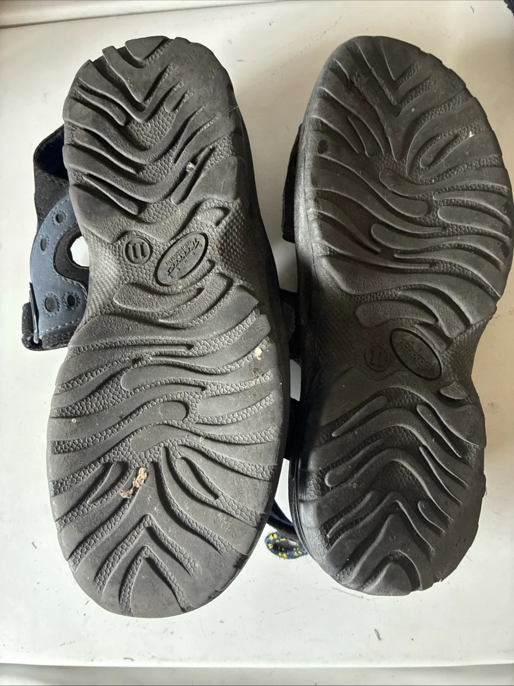 Cross Trekkers-Men’s Sandals Black Synthetic Sport Velcro Slingback Hiking Sz 11